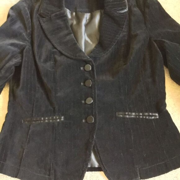 Black RARE Vintage Y2K DKNY JEANS velvet jacket - Picture 4 of 8